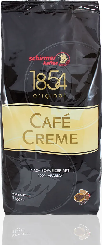 Schirmer Coffee Cafe Creme Swiss Style, whole beans, coffee beans, 8-pack, 8 x 1000g