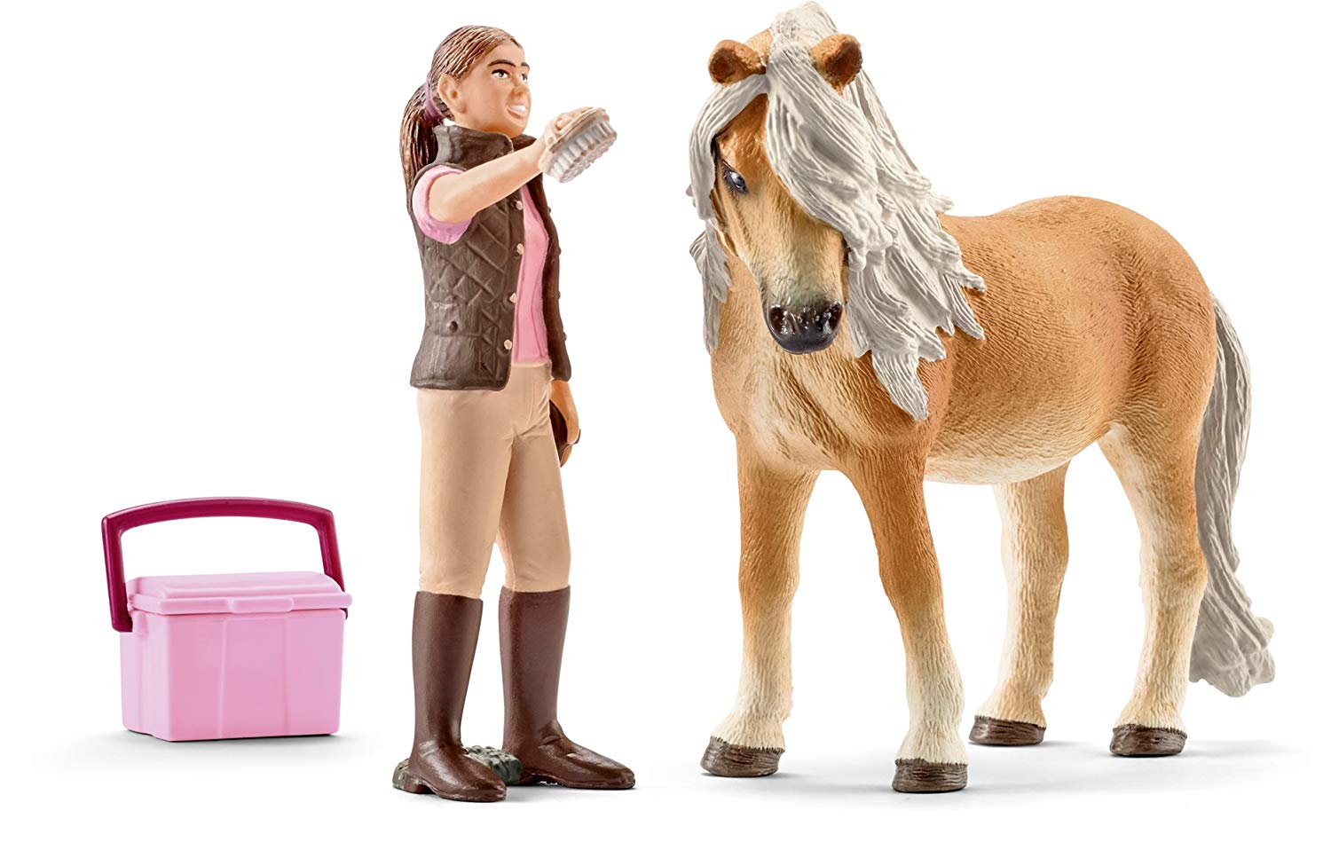 Schleich 41431 Horse Grooming with Island Pony Mare Toy Figure, Single