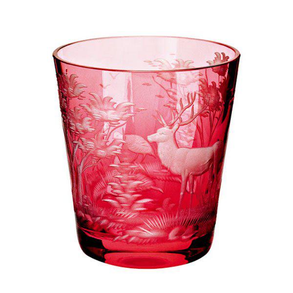 Schliersee deer and partridge ruby ​​red (6.6cm) from Theresienthal Glas