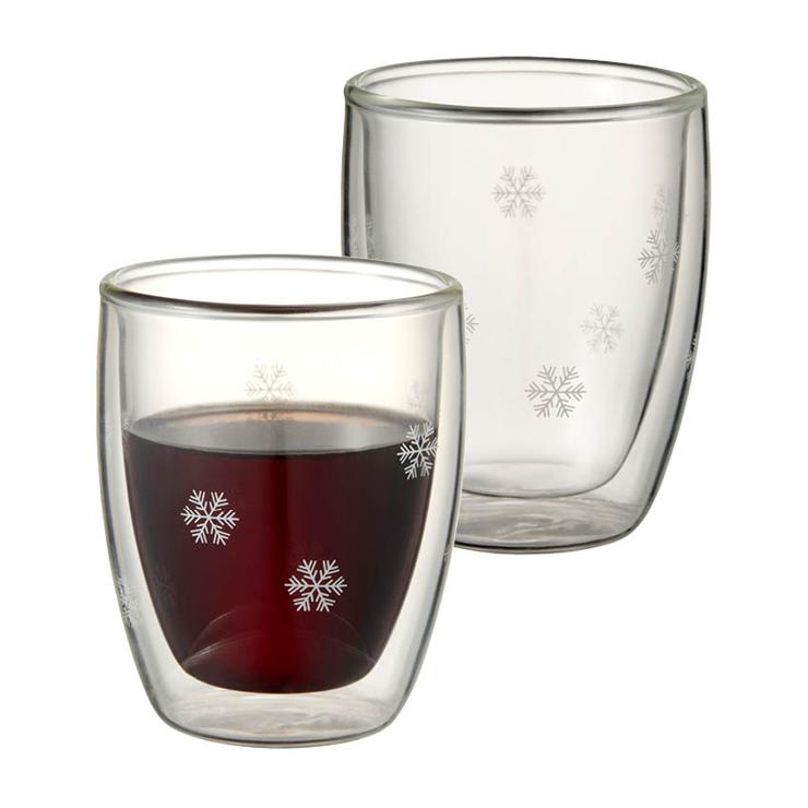 Snowflakes Double-walled glass 2-pack