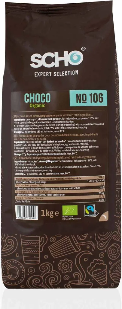 Scho No. 106 Choco Organic10 x 1kg cocoa