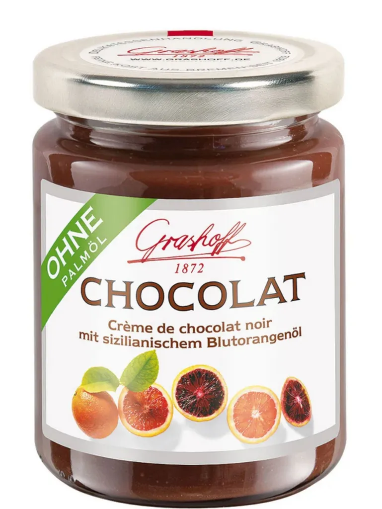Schoko-Creme CHOCOLAT mit dunkler Schokolade & sizilianischer Blutorange von Grashoff, 250g