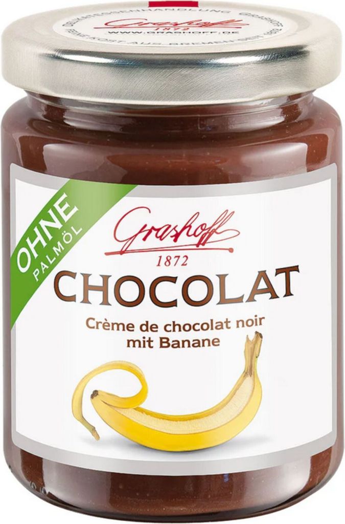 Schoko-Creme CHOCOLAT mit dunkler Schokolade und Banane von Grashoff, 250g