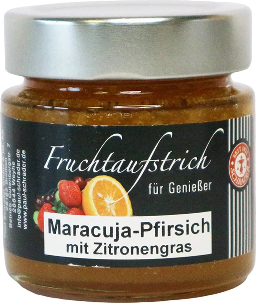 Schrader Fruchtaufstrich Maracuja-Pfirsich mit Zitronengras