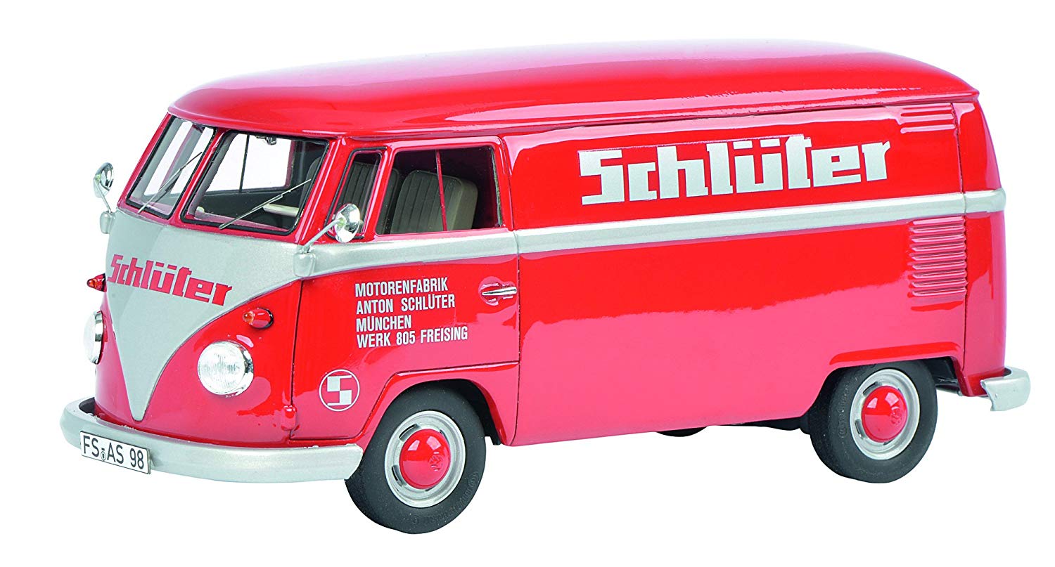 Schuco 450892800 Vw T1B Schlüter 1: 32 Scale – Red/Silver