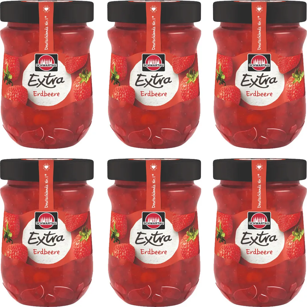 Schwartau Extra Erdbeere Frühstück Fruchtaufstrich vegan 340g 6er Pack