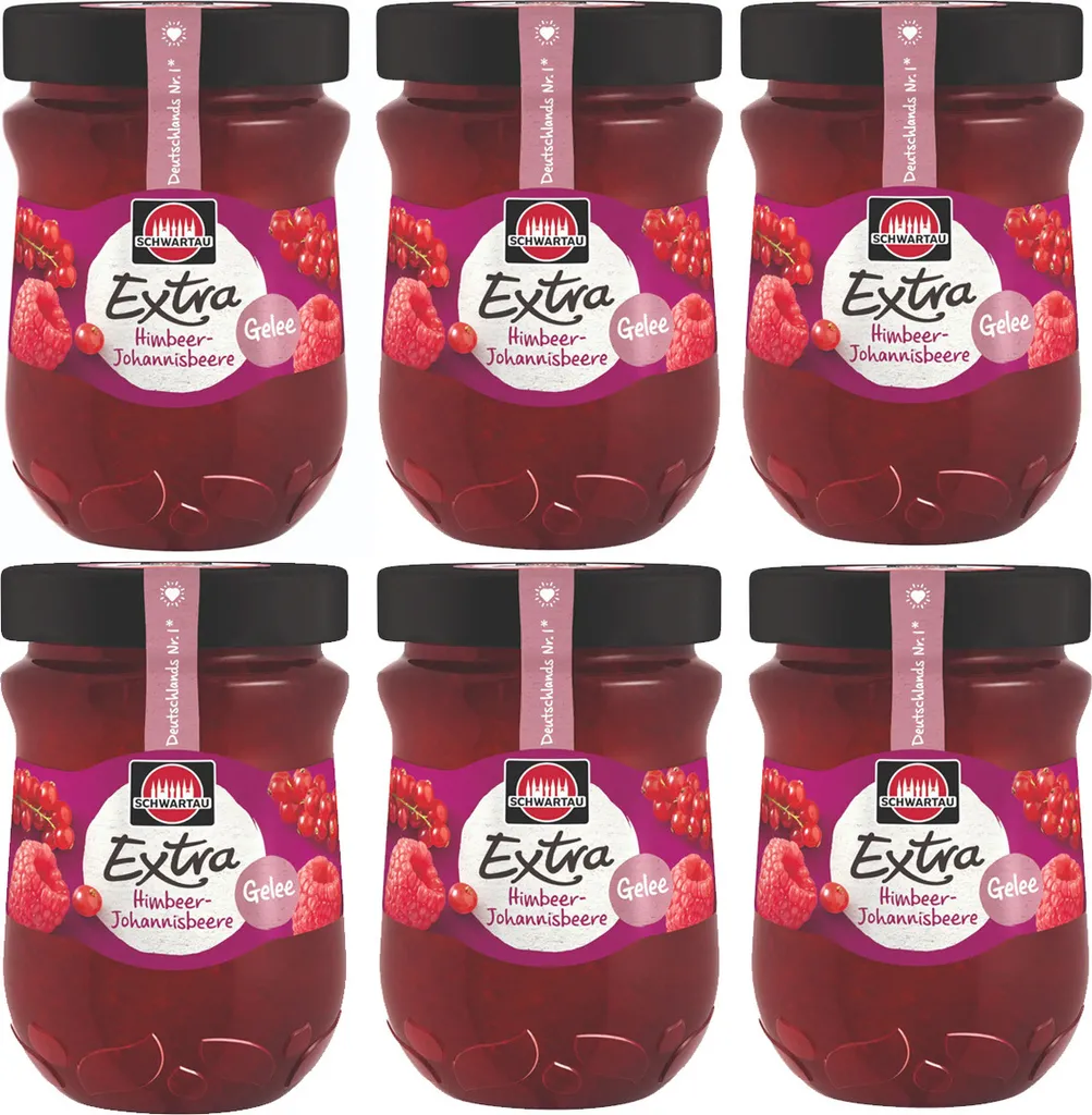 Schwartau Extra Himbeer Johannisbeer Fruchtaufstrich 340g 6er Pack