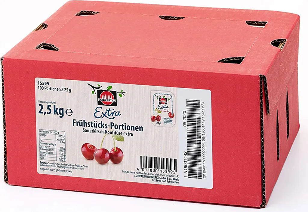 Schwartau Extra Kirsche Konfitüre Portionsschalen 100 Stück in je 25g
