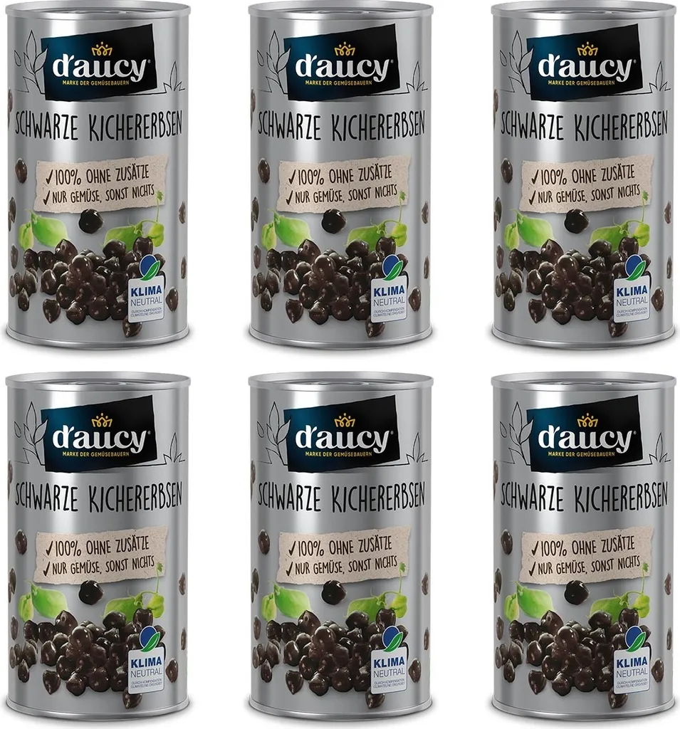 Black chickpeas from daucy - Without salt & sugar, 6 x 285g cans for healthy enjoyment