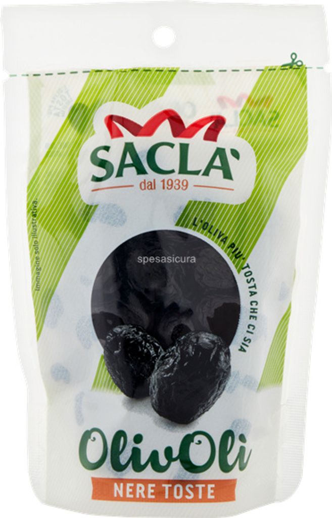 Black olives with stones partially dried 100g - Sacla