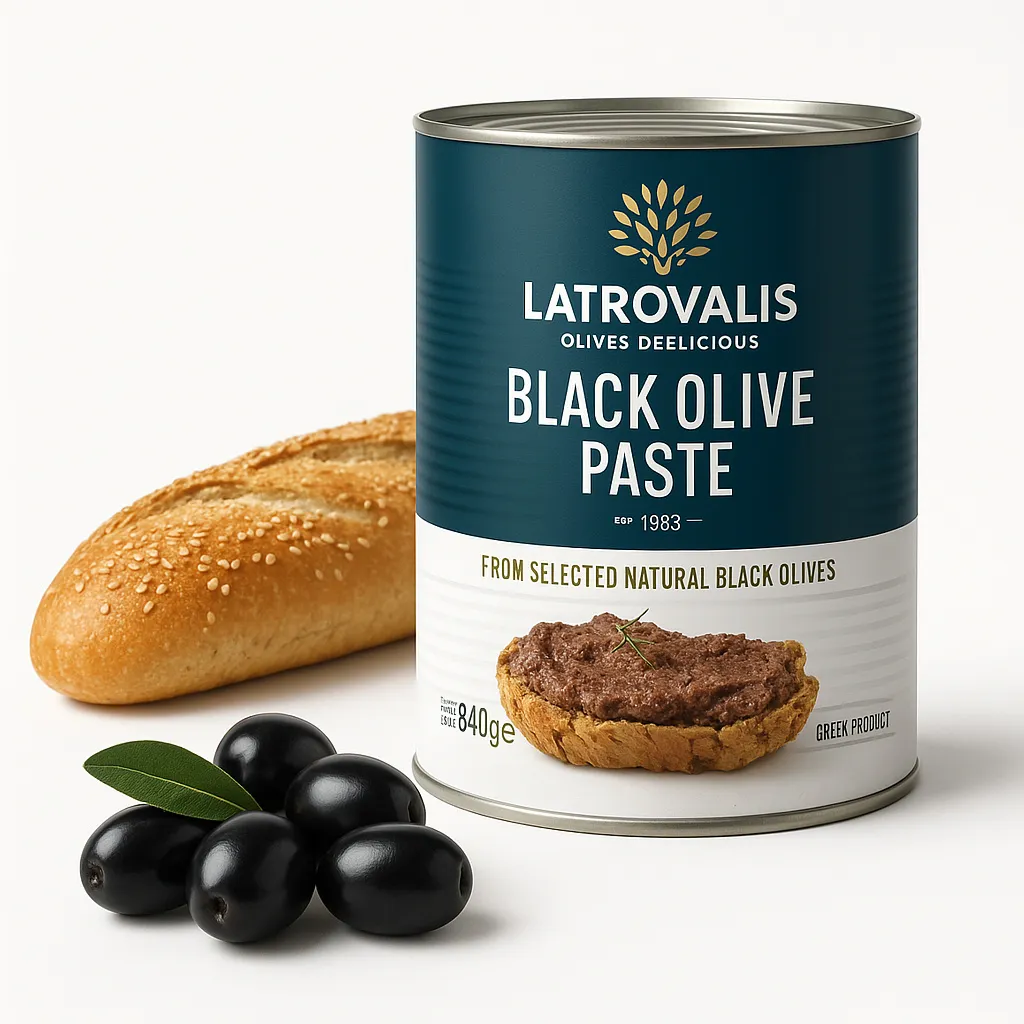 Schwarze Olivenpaste Amfissa 840 g Latrovalis – Authentischer Griechischer Geschmack, Perfekt für Brot, Pasta und Snacks, Streichcreme, Aufstrich