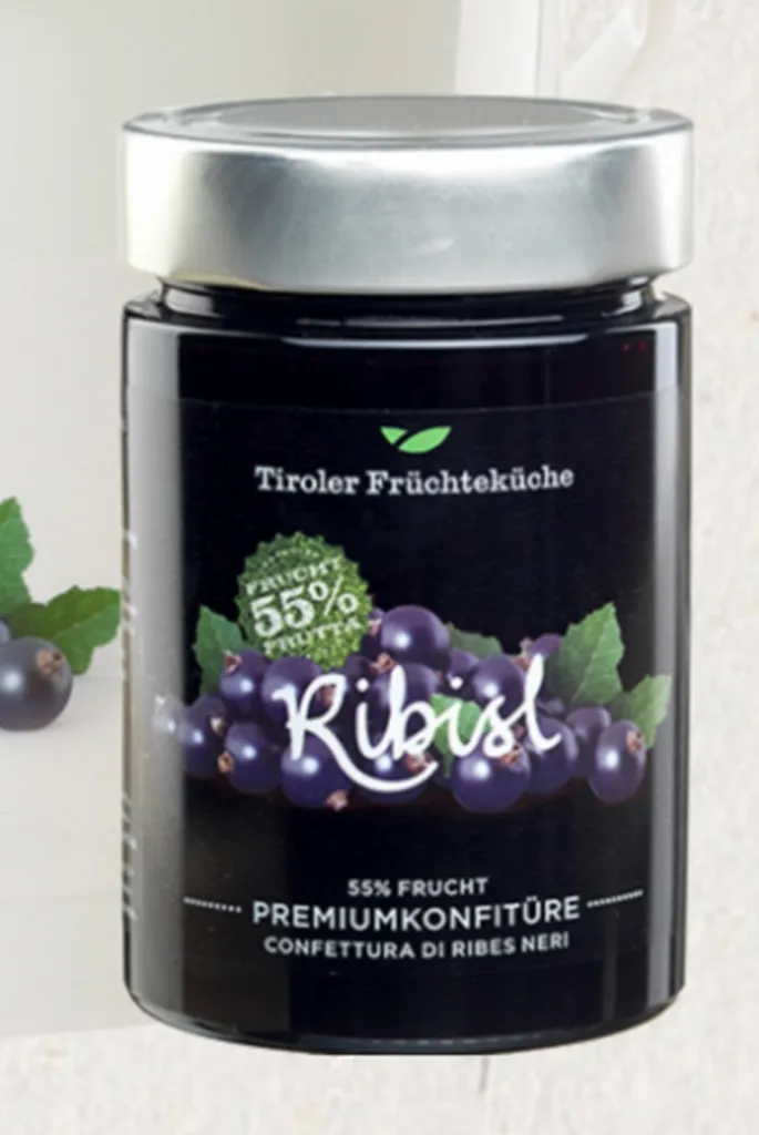 Schwarze Ribiselkonfitüre 420 gr. - Unterweger - Tiroler Schmankerl