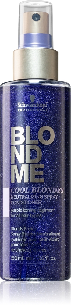 Schwarzkopf Professional Blondme Cool Blondes leave-in conditioner in a spray neutralizes yellow discoloration