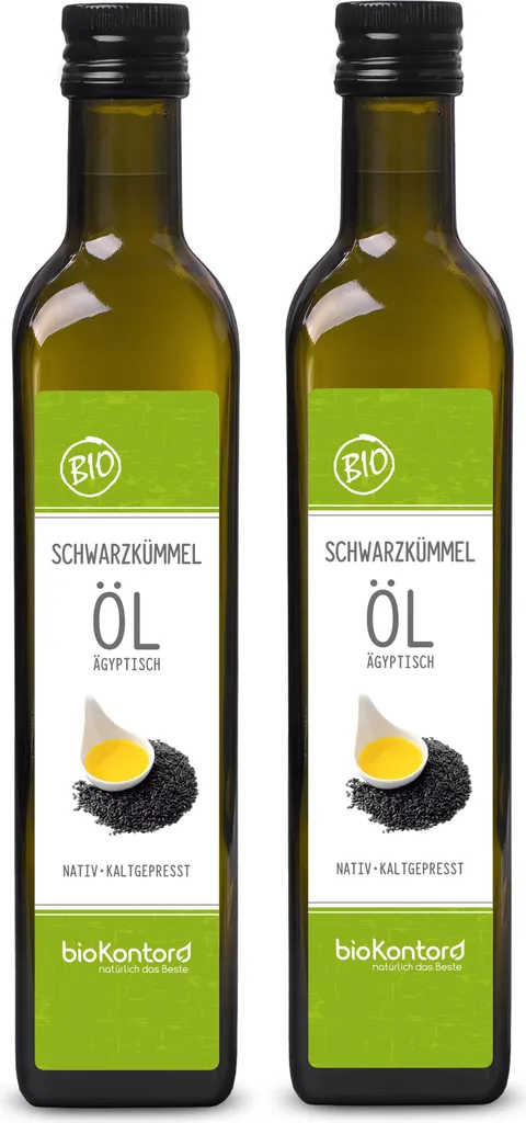 Schwarzkümmelöl ägyptisch 2x 500 ml (1000 ml) I gefiltert - 100% rein I nativ und kaltgepresst von bioKontor