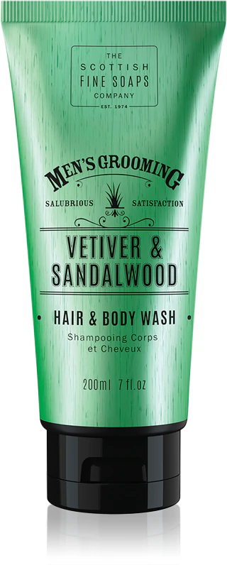 Scottish Fine Soaps Men’s Grooming Vetiver & Sandalwood cleansing gel for skin and hair for men