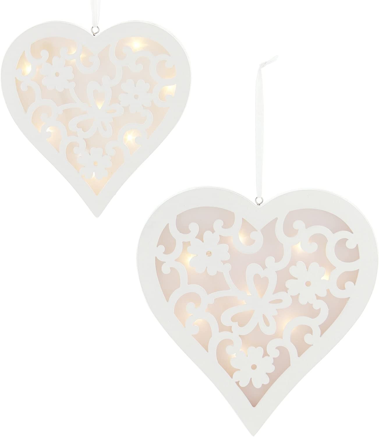 Frank Flechtwaren Led Hanging Heart Vine Set Of 2