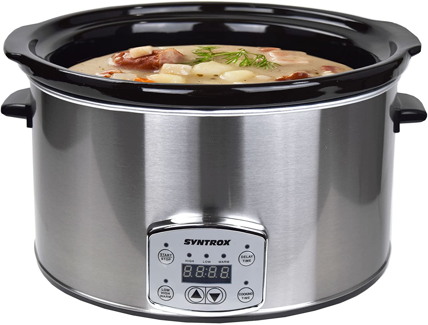 Syntrox Germany 8.0 litre digital stainless steel slow cooker with timer and warming function