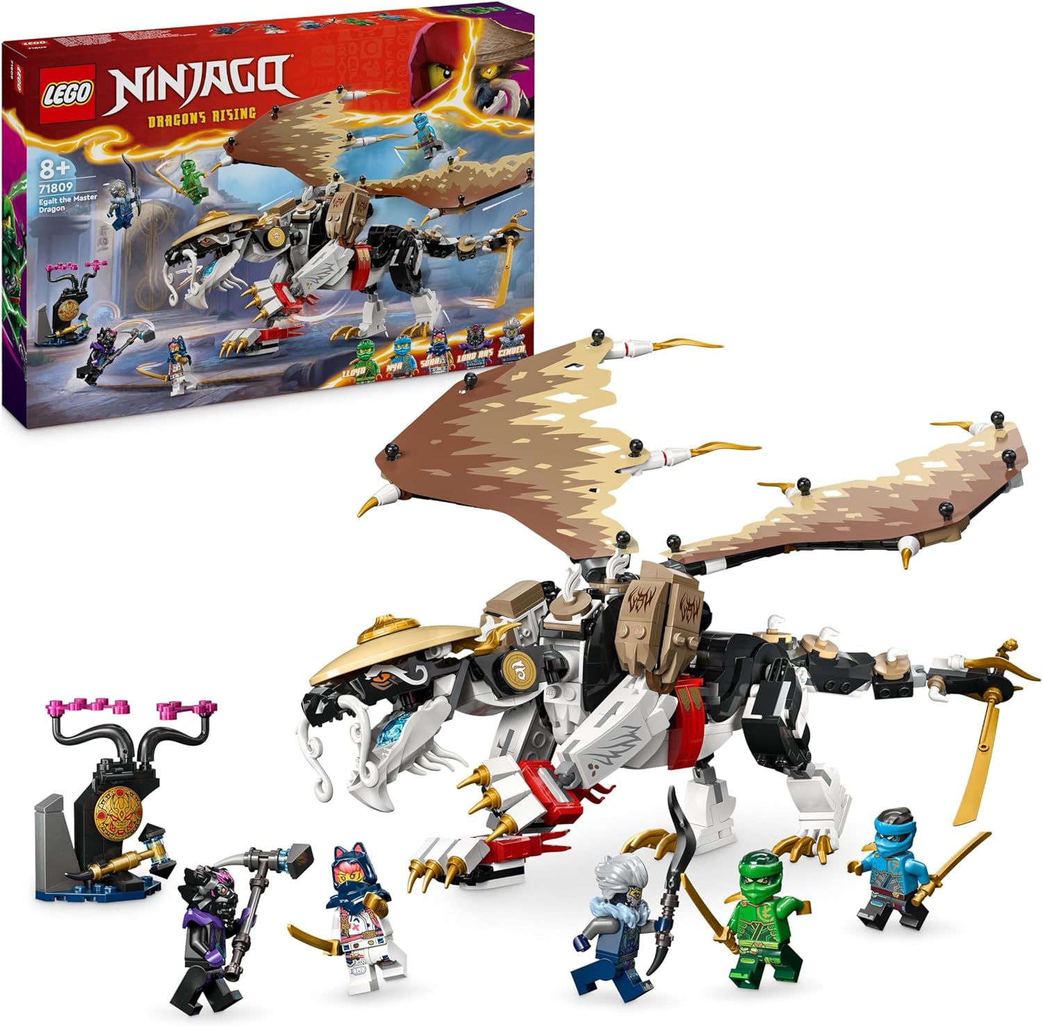 LEGO Ninjago Egalt the Master Dragon, Ninja Set with Dragon Toy and 5 Figures Including Lloyd and NYA, Dragon Master, Gift for Boys and Girls from 8 Years 71809