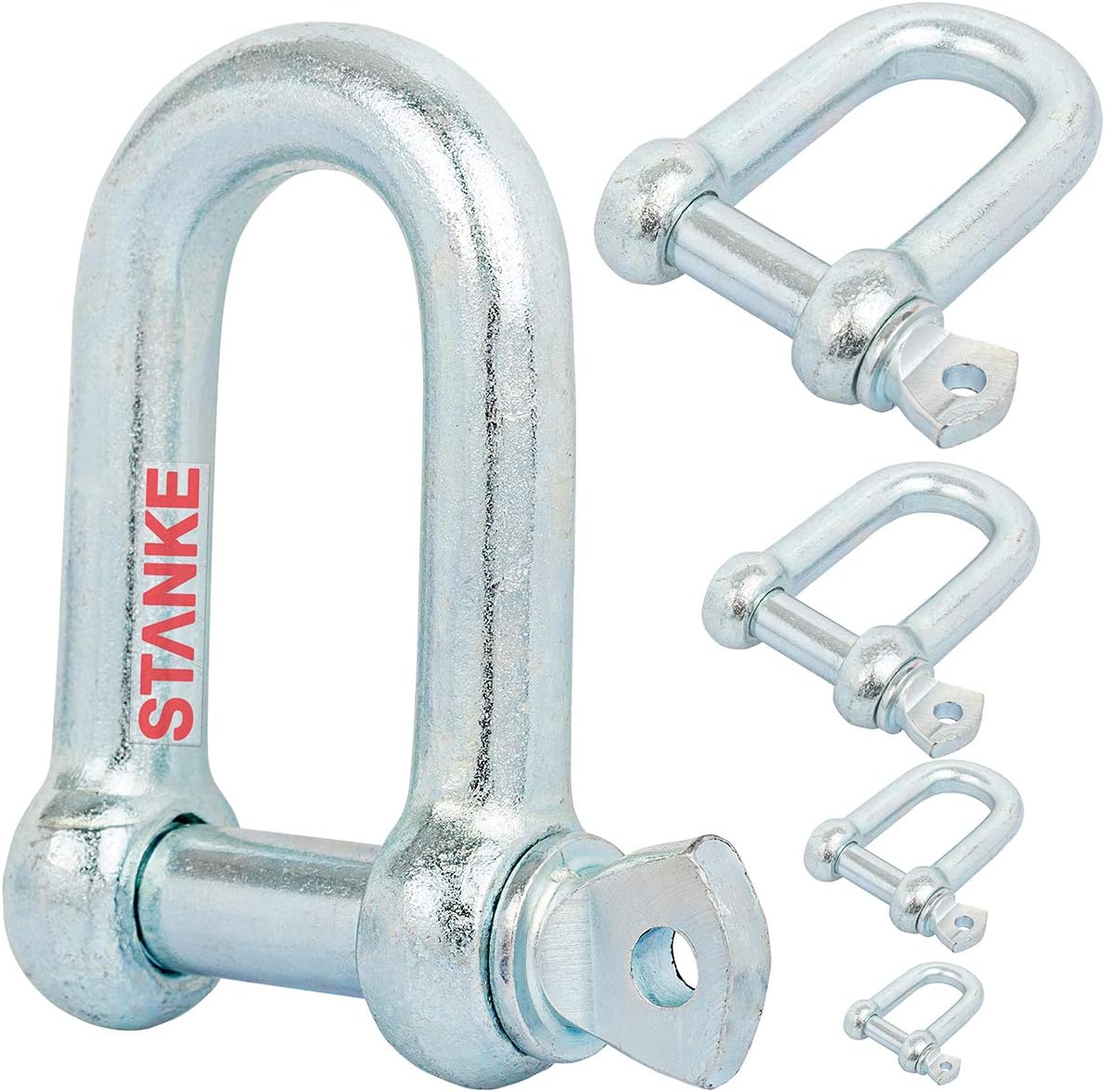 Seilwerk STANKE Shackles 6 mm Round Shackles Galvanised 100 kg Load Capacity Pack of 10