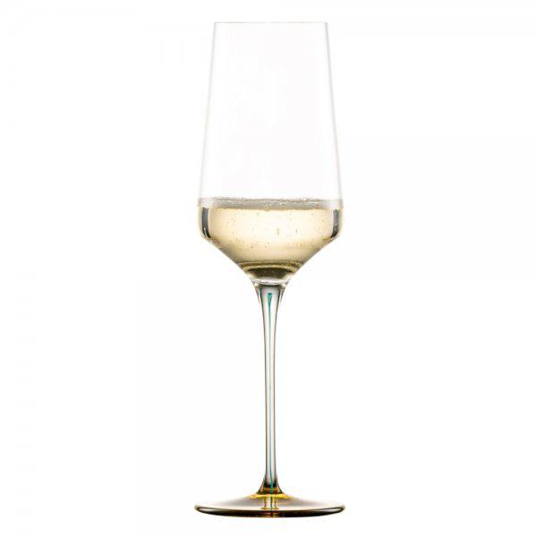 Champagne glass with mousse dot ink ocher green Zwiesel glass
