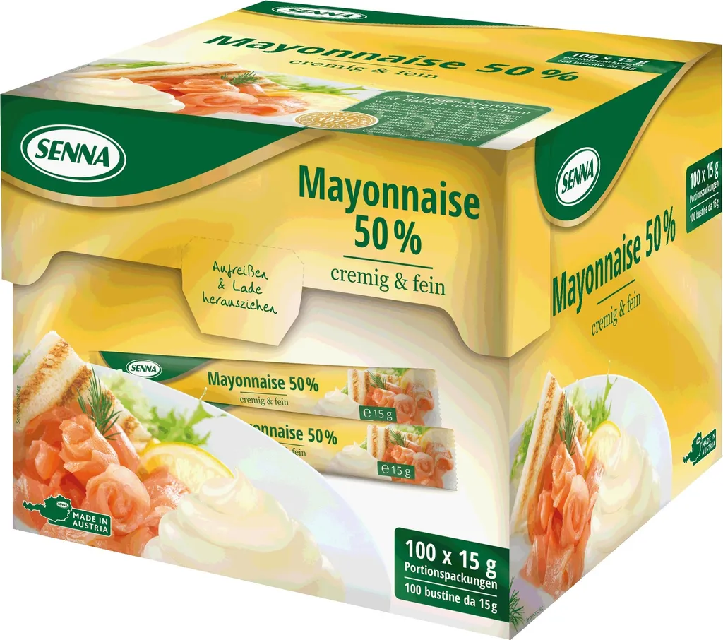 SENNA MAYONNAISE 100 Stück x 15g, 50% Fett, Portionspackung