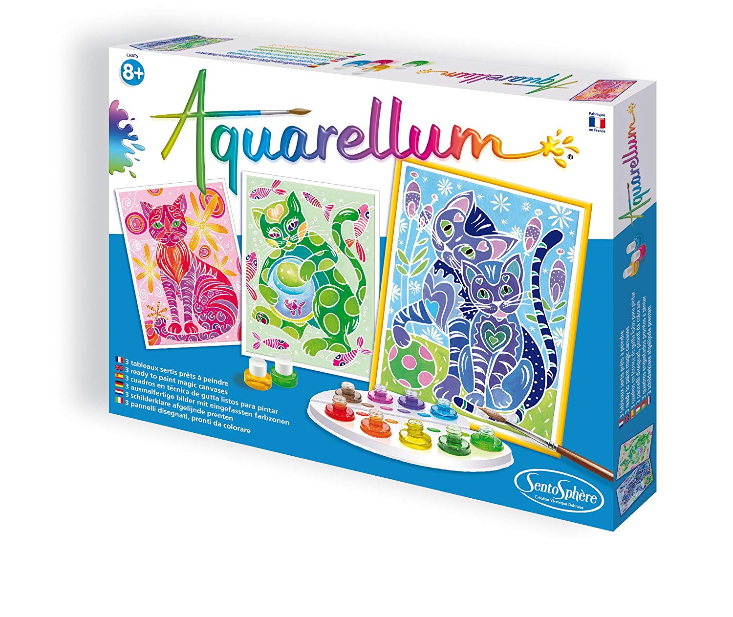 Sentosphere Aquarellum Cat Themed Drawing Set Colour In Pictures