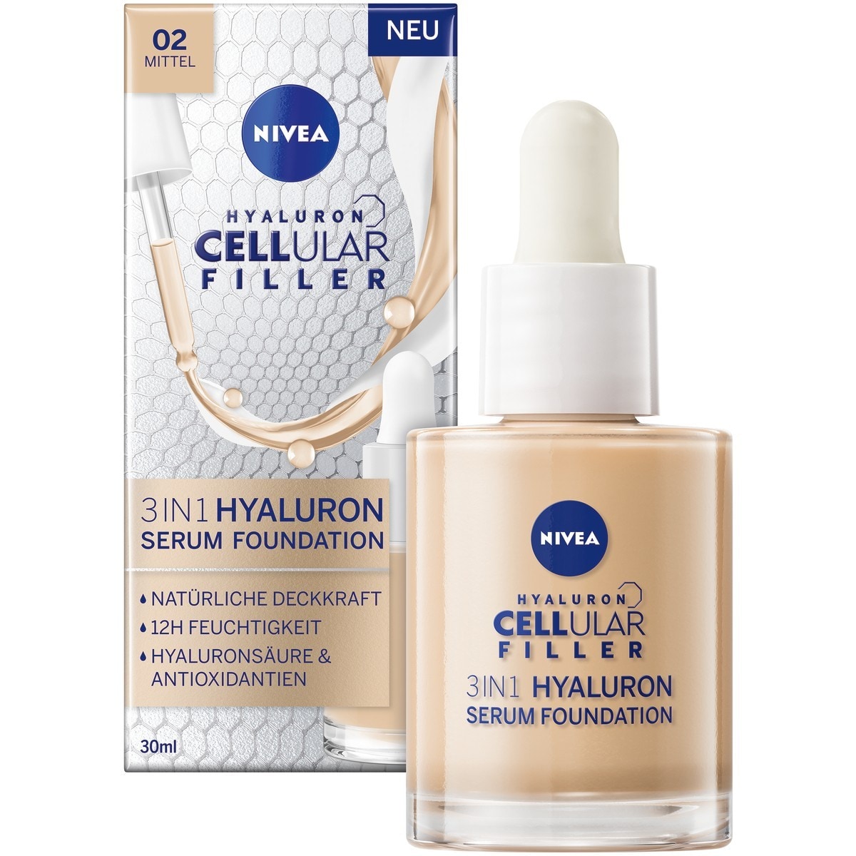 Nivea Serum With Foundation 3in1 Hyaluron, Medium