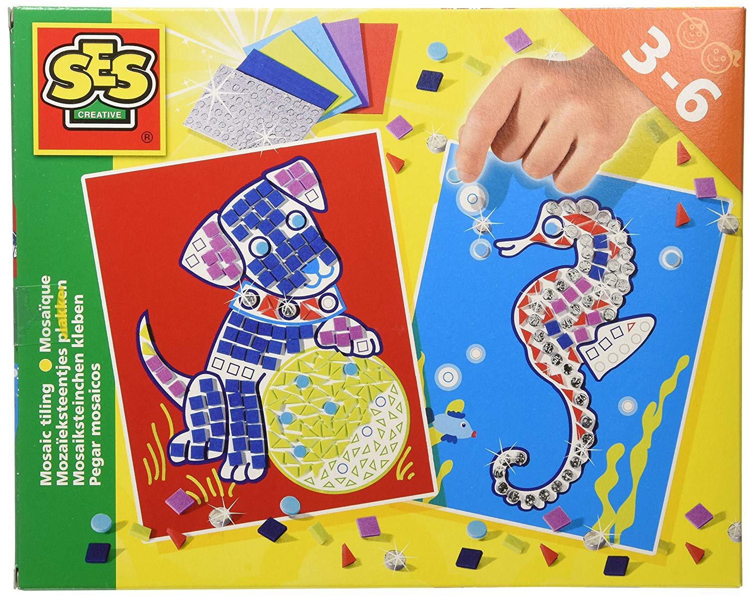 SES Creative Childrens Mosaic Dog And Sea Horse Tiling Set