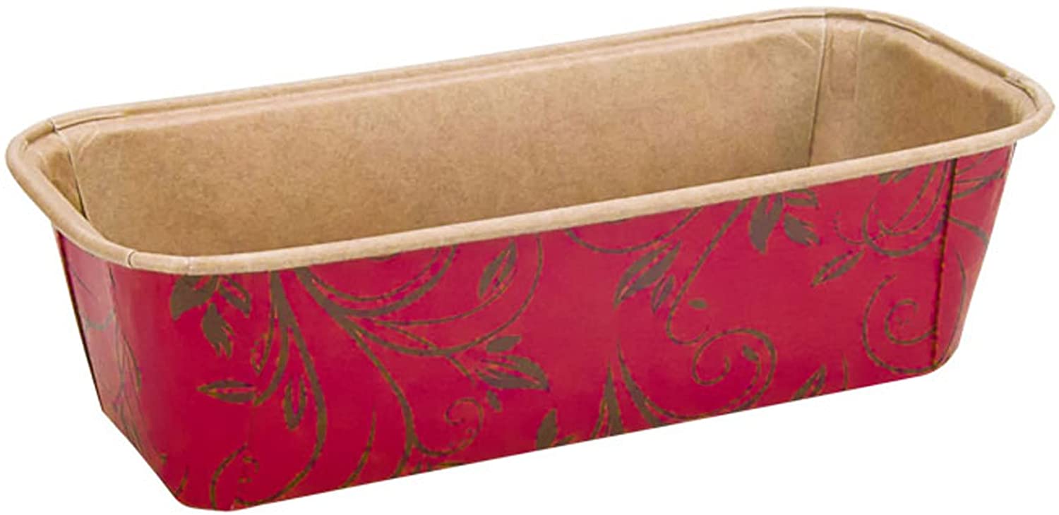 Staedter Set of 6 Disposable Paper Loaf Tins, 17.5 cm x 7 cm x 5 cm, Red/Black, Recipe Included