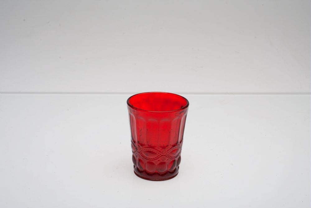 Set of 6 Water Glasses – Red, 265 ml., Mouth Blown by TOGNANA