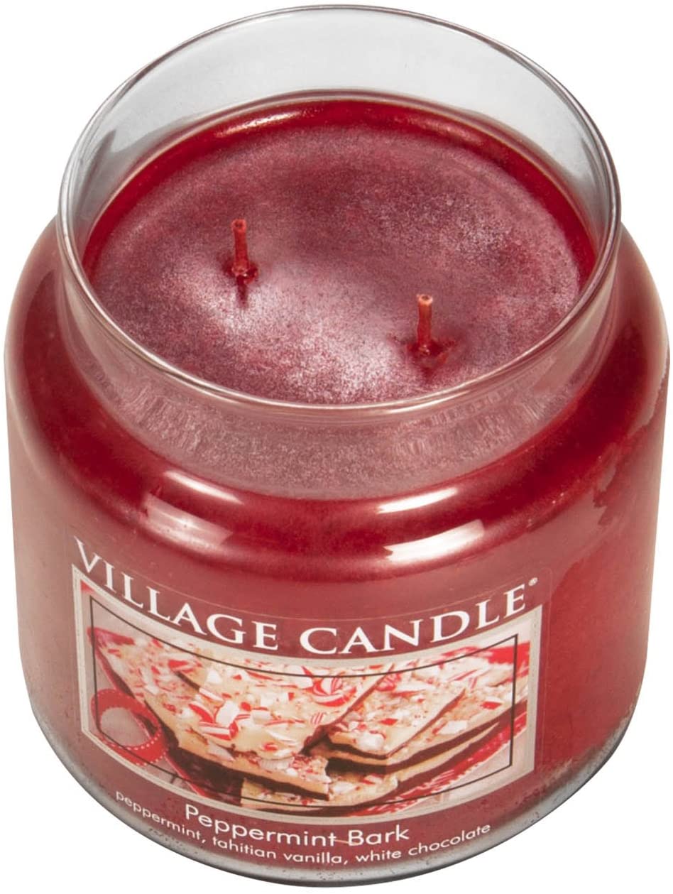 Village Candle Small Fragranced Candle Peppermint Bark Scented Candle in Gl