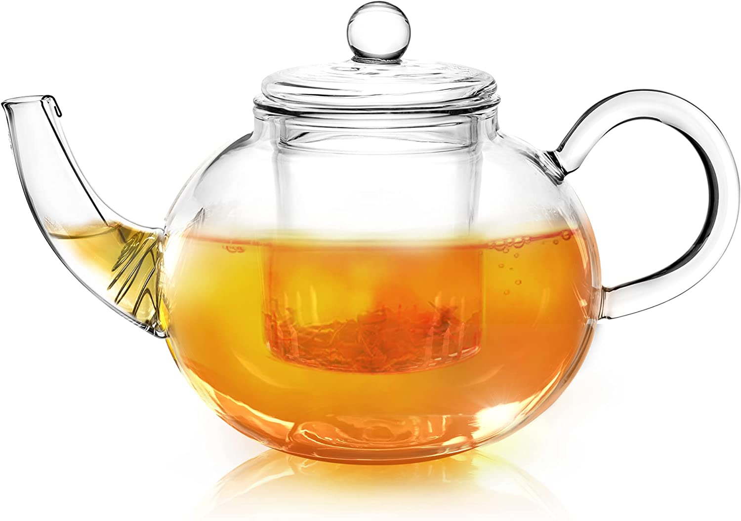 Impolio Teapot with glass strainer insert, heat-resistant made of borosilicate glass, tea service, teapot glass (900 ml), glass teapot with strainer insert, the tea maker for any season.