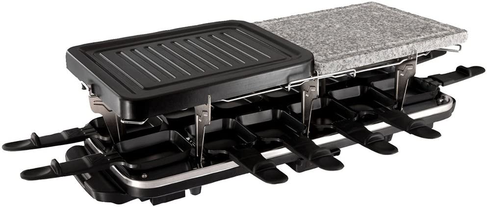 Russell Hobbs 19560-56 Raclette Classics for 12 People, Combined Grill Surface with Marble and Metal Plate, 1600 Watt, Black
