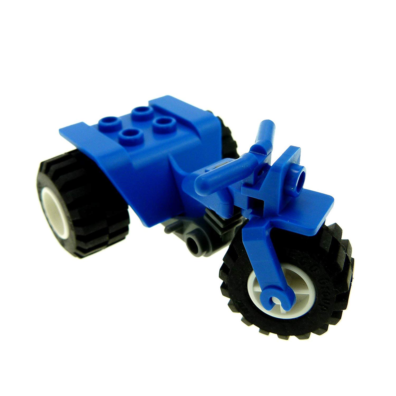 1 X Lego Trike Motorbike Blue And Wheels White F61