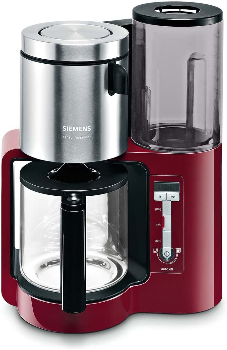 Siemens TC86304 Red Stainless Steel Filter Coffee Maker, Glass, Plastic