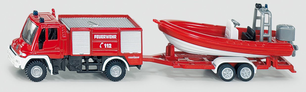 Siku Unimog 1636 Model Fire Brigade With Boat 1:87 Scale
