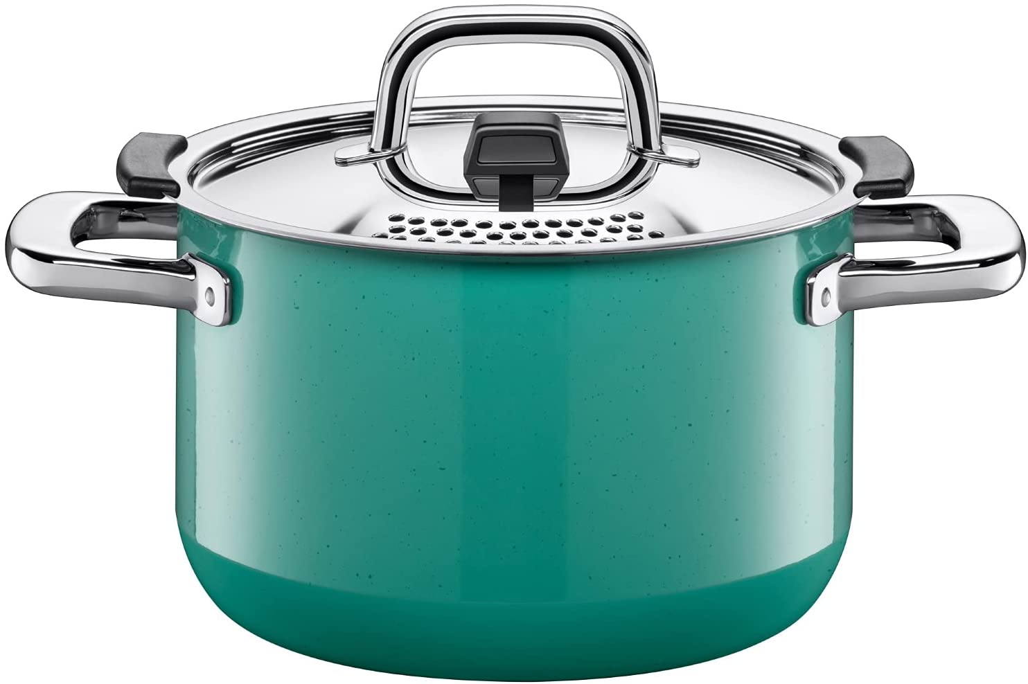 Silit 2102299264 Natural Tall Cooking Pot Diameter 20 cm 3.7 Litre Green Enamel & Function Control Lid Metal Silargan Function Lid Ceramic Suitable for Induction Cookers Dishwasher Safe