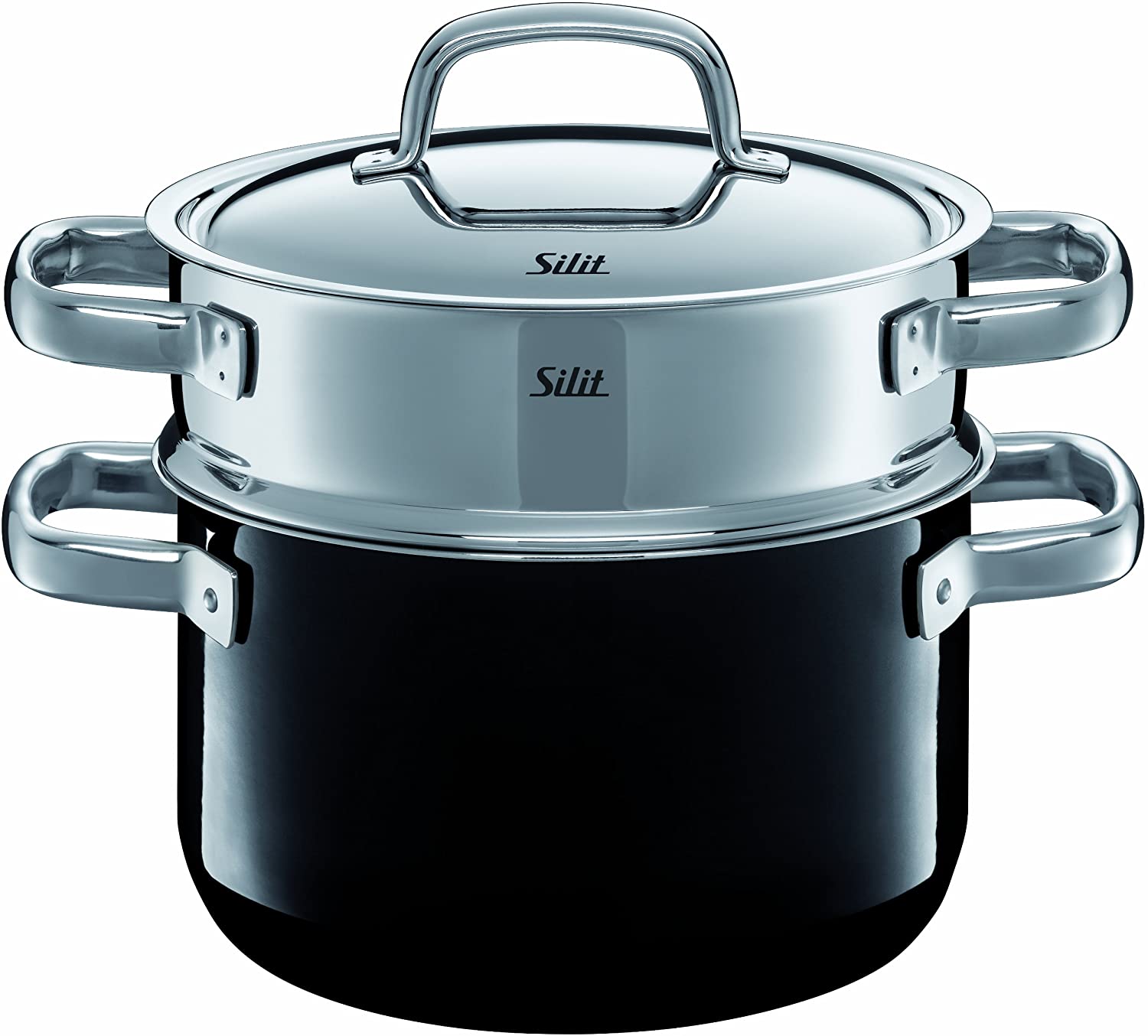 Silit 720180011 Steamer with Lid Piano Black 20 cm