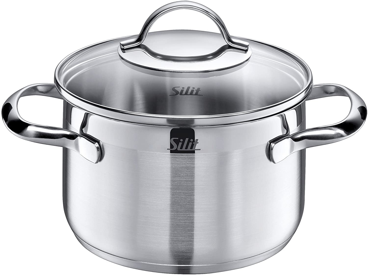 Silit Achat Cooking Pot Small 16 cm Glass Lid Induction 1.9 L Stainless Steel Partially Matted Uncoated Oven Safe