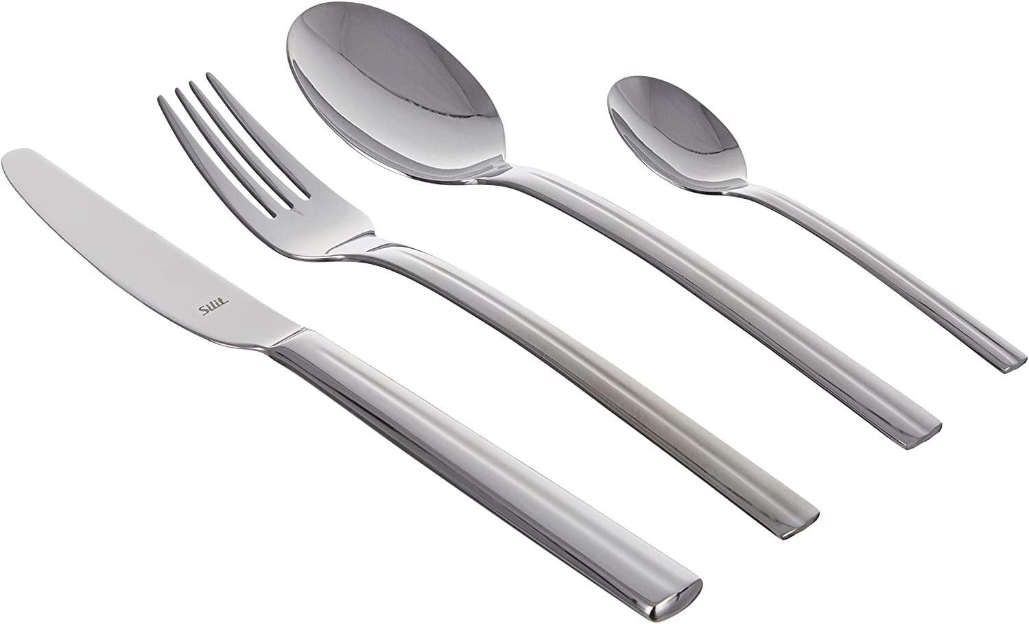 Silit Cover Cutlery Set for 6 People, 24 Pieces, Monobloc Knife, Crominox Polished Stainless Steel, Glossy, Dishwasher Safe