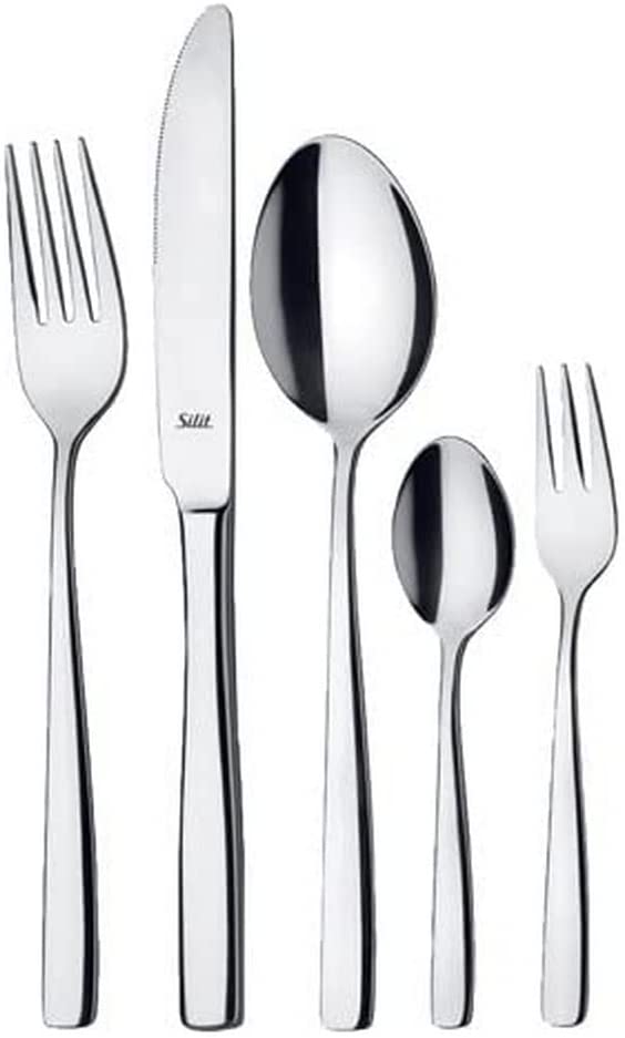 Silit Lucca Cutlery Set 24 Pieces for 6 People Monobloc Knives Polished Crominox Stainless Steel Dishwasher Safe