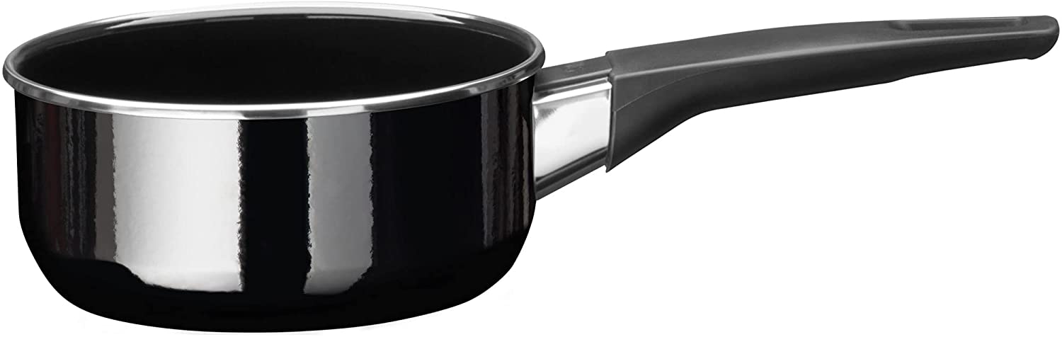 Silit Modesto Line Saucepan 16 cm without Lid, Small Cooking Pot 1.3 L, Milk Pot Induction, Silargan Functional Ceramic, Black
