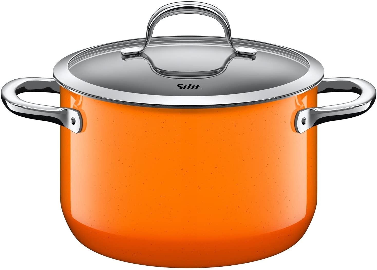 Silit Passion Orange saucepan high with glass lid Ø 20 cm, Silargan functional ceramics, pouring rim, suitable for induction, dishwasher-safe, orange, 3.7 L