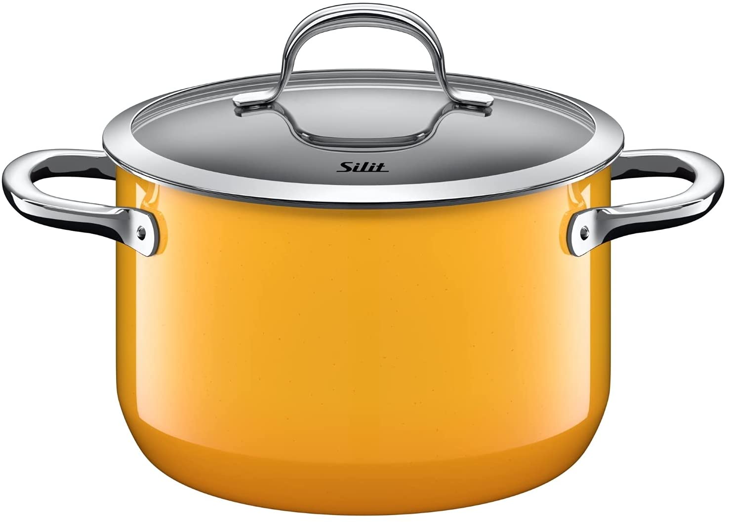 Silit Passion Yellow Saucepan with Glass Lid High Diameter 20 cm Silargan Functional Ceramic Pouring Rim Suitable for Induction Cookers 3.7 L