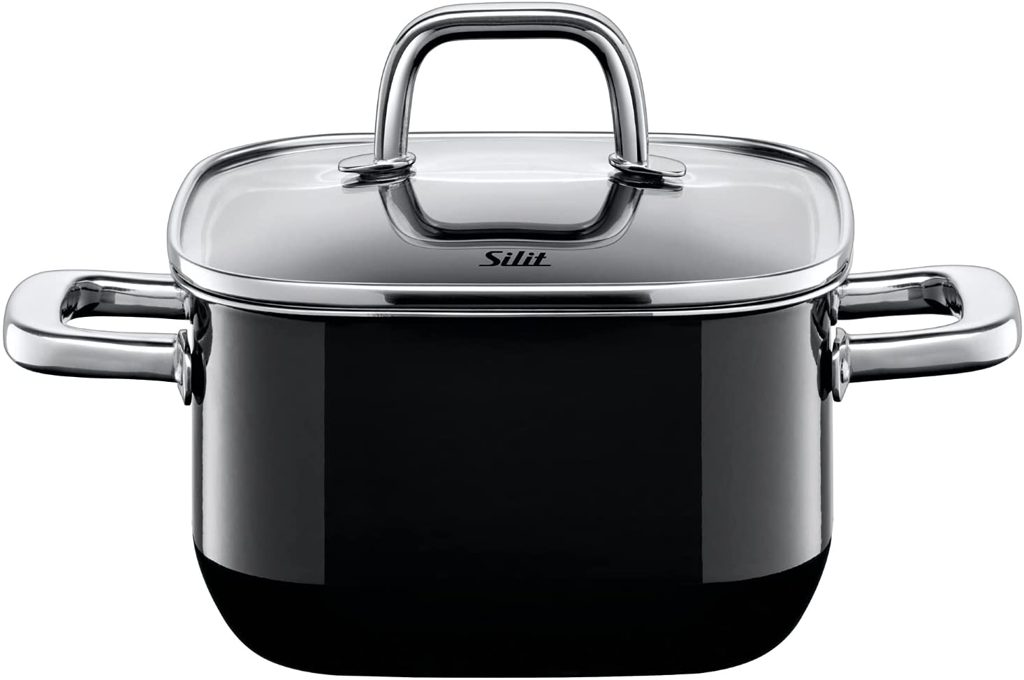 Silit Quadro Black, Stewing Pot, with Lid, Silargan, Suitable for Induction, Black, 2 L, ? 16 cm, 4716270011