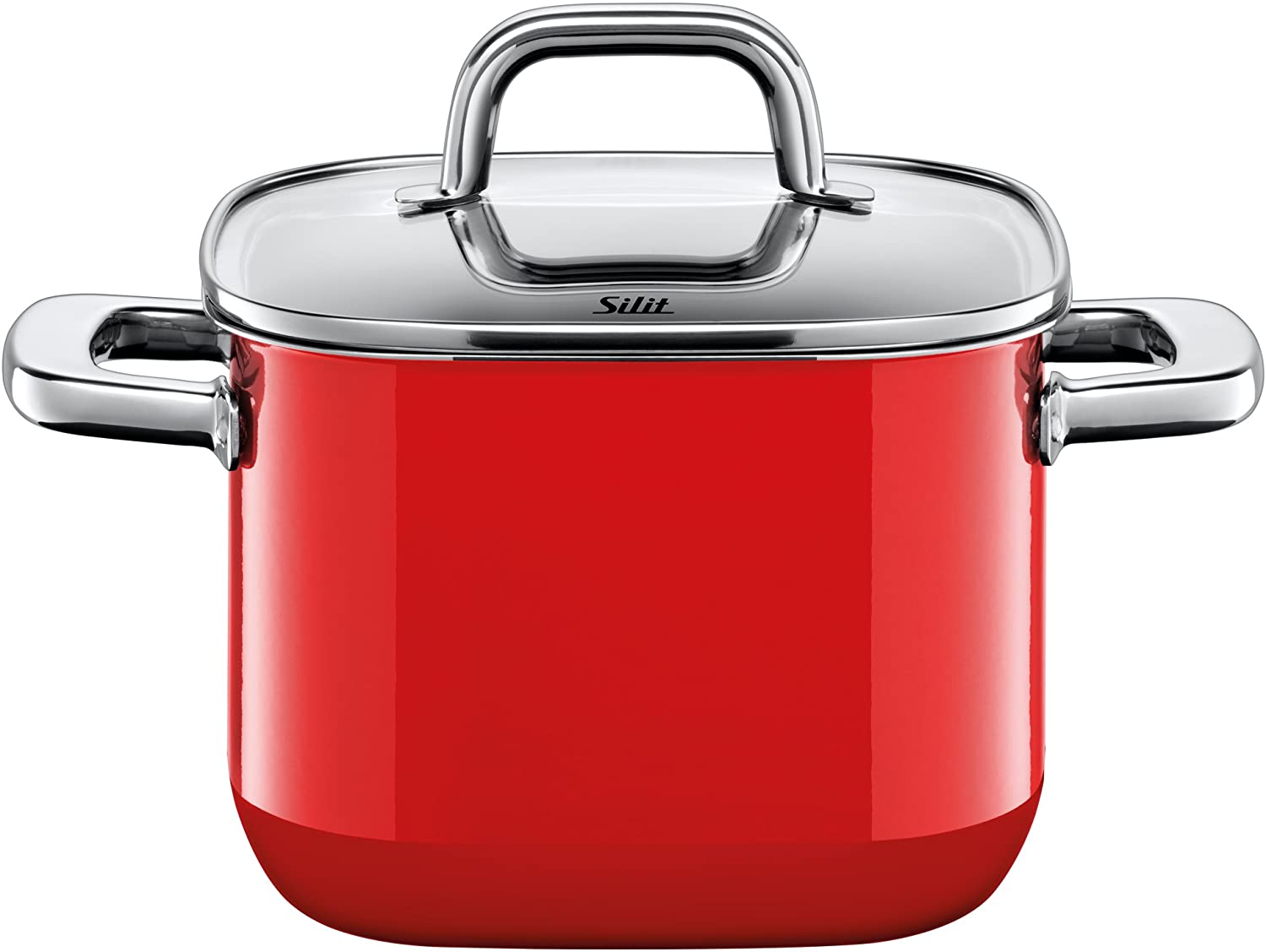 Silit Quadro Red, Meat Pot, with Lid, Silargan, Suitable for Induction, Red, 3.7 L, ? 18 cm