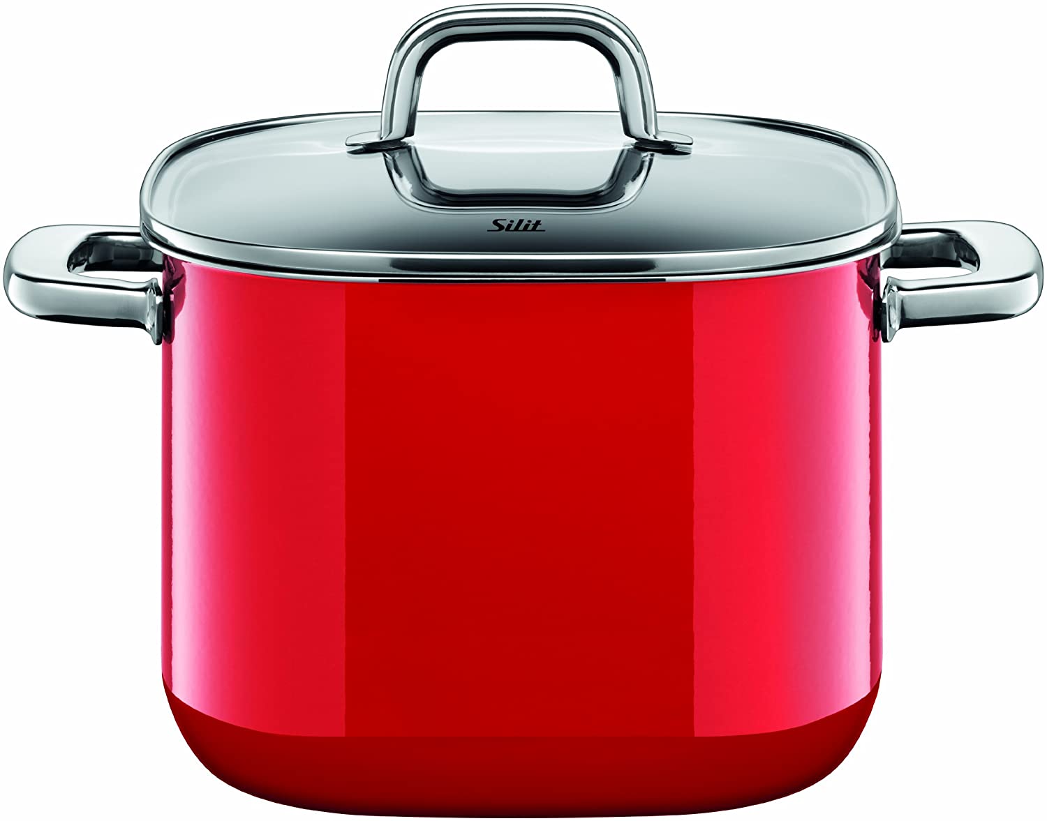 Silit Quadro Red, Meat Pot, with Lid, Silargan, Suitable for Induction, Red, 6.8 L, ? 22 cm