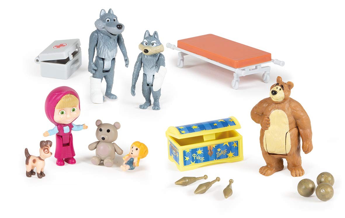 Simba Masha and Michka Mini Univers Coffret-7 Figures 109301048 Colourful