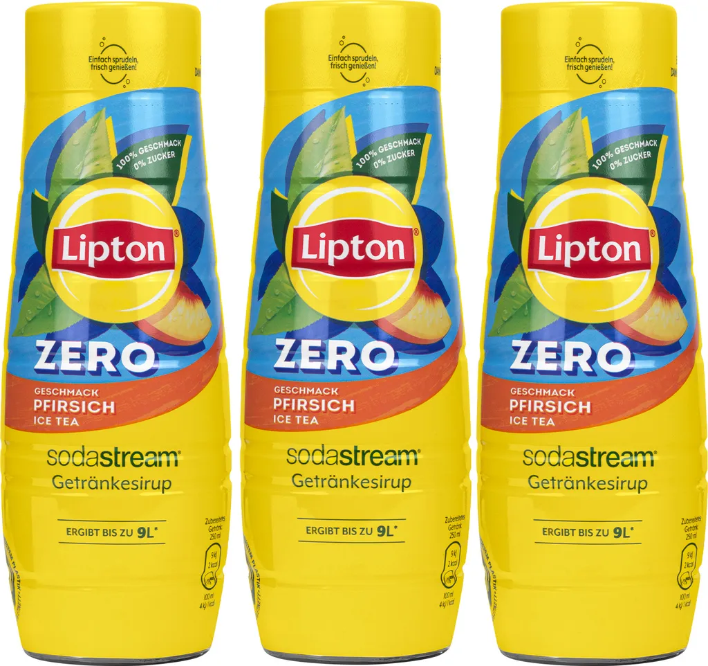 Sirup für SodaStream Lipton Eistee Pfirsich Zero 440ml, 3 Stück