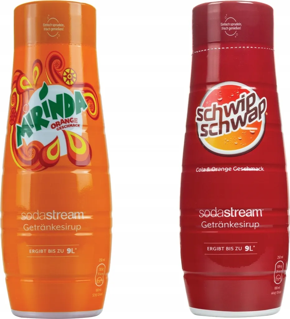 Sirup für SodaStream Mirinda + Schwip Schwap Cola Orange, 440 ml, 2 Stück